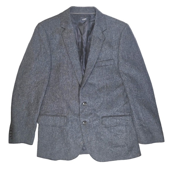 J. Crew Ludlow Jacket Yorkshire Tweed Gray Herringbone Wool Blazer Mens 40R - Picture 1 of 10